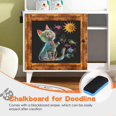 Graffiti with 2 storage racks and 1 door cat litter box shell, hidden cat litter box with rack shell furniture white - V.I.P Digital Presence