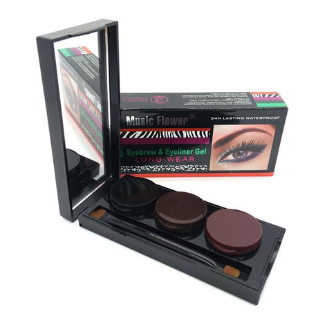 Music Flower Brand Makeup Eyeliner Gel & Eyebrow Powder Palette Waterproof Lasting Smudgeproof Cosmetics Eye Brow Enhancers - V.I.P Digital Presence
