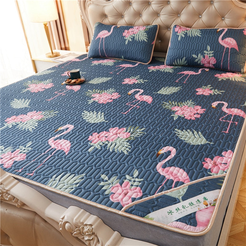 Summer Bed Sheet Ice Silk Mat Soft and Comfortable Latex Mattress Bedding Three-piece Breathable Mat for Comfortable Sleep