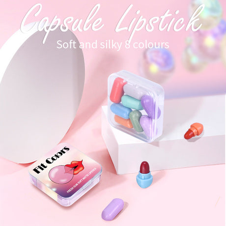 Fit Colors 8 Colors Chewing Gum Small Lipstick Matte Velvet Non-Stick Cup Mini Capsule Lipstick Set - V.I.P Digital Presence