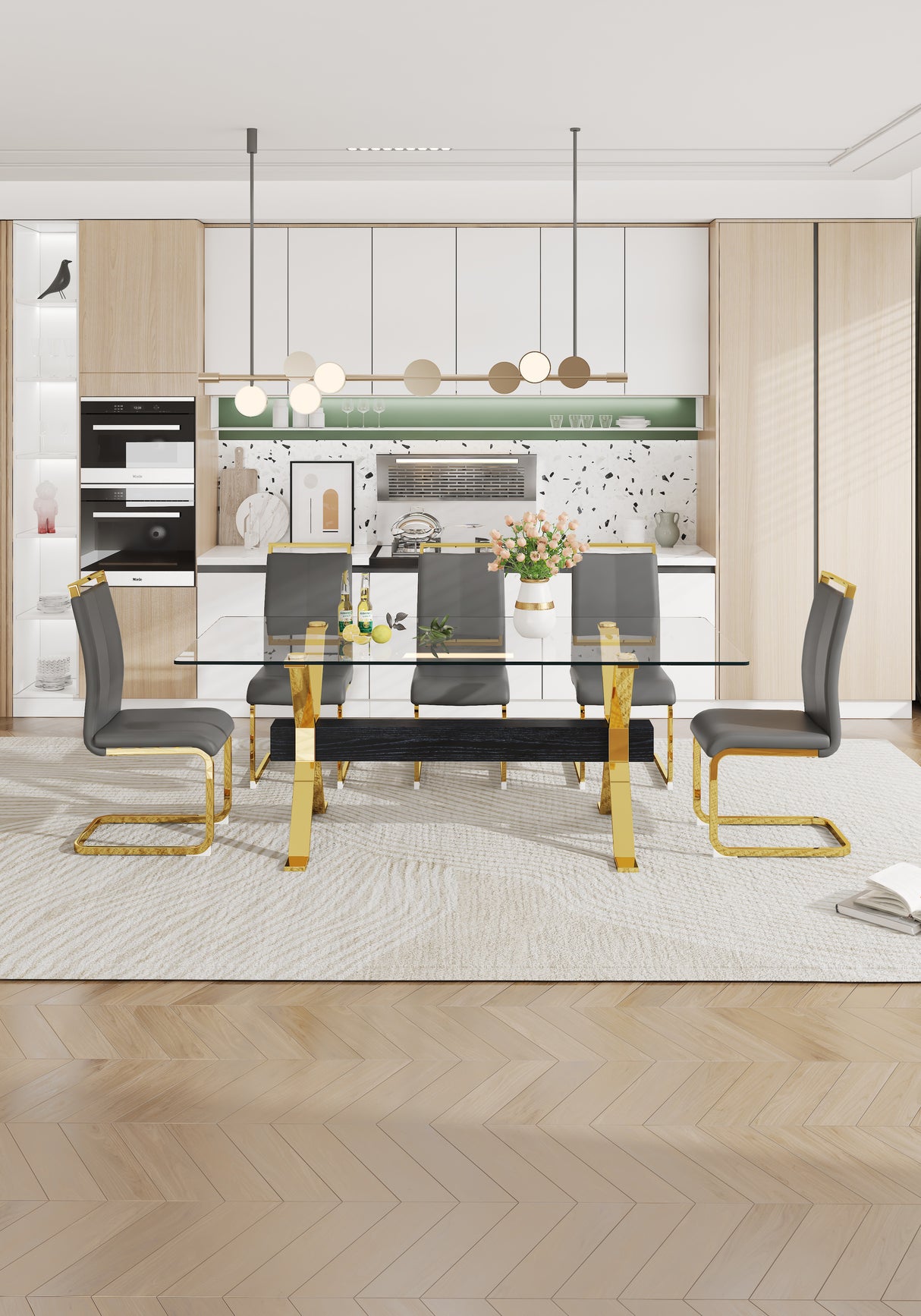 Dining table Modern tempered glass dining table Large modern office desk - V.I.P Digital Presence