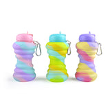 Botella de silicona plegable tipo donut, ideal para deportes al aire libre, portátil y para viajes. 
