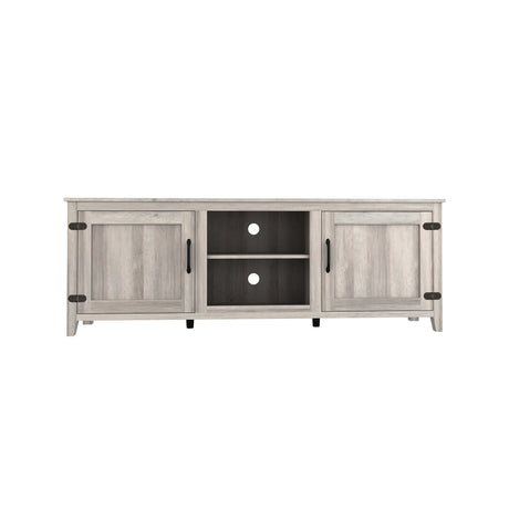 TV Stand Storage Media Console Entertainment Center With Two Doors, Grey Walnut - V.I.P Digital Presence