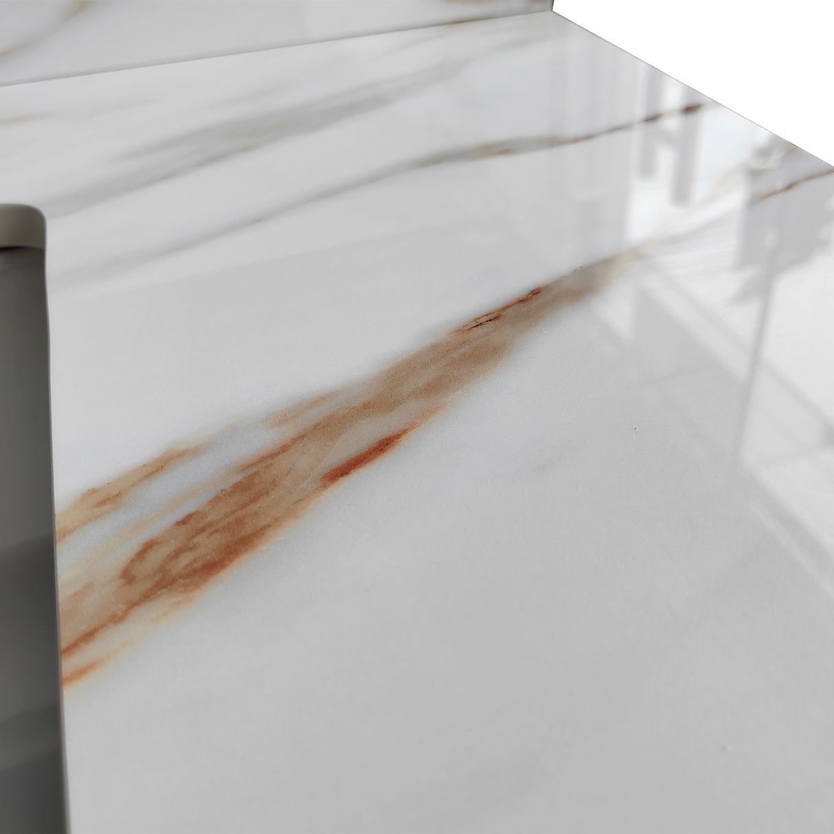 43 inch marble countertop with base rectangular central sink and 4-inch high splash guard, pre drilled 8-inch faucet hole ，white - V.I.P Digital Presence