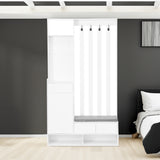 39.3'W70.8'H multifunctional corridor shoe cabinet with soft padded nail board and white clothes hanger with entrance hook - V.I.P Digital Presence