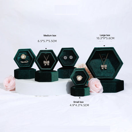 Hexagonal jewelry box, high-end Korean velvet ring earring box, jewelry box, jewelry packaging box - V.I.P Digital Presence