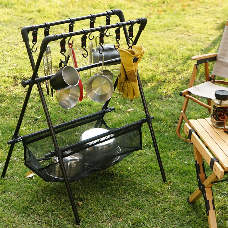 Estante plegable para acampar al aire libre, tendedero para coche de camping, red de secado, tendedero, estante de almacenamiento