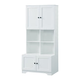 Bathroom storage cabinet, 4-door independent cabinet, adjustable shelf, open multi-layer shelf, white - V.I.P Digital Presence