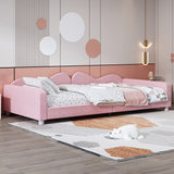 Twin size Upholstered Daybed, Sherpa Fabric Sofabed with Cloud-Shaped Backrest, No Box-spring Needed, Pink - V.I.P Digital Presence