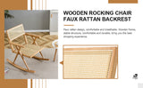 Solid wood+imitation rattan rocking chair allows you to relax quietly indoors and outdoors enhancing your sense of relaxation