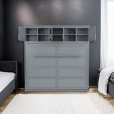 Full Size Murphy Bed Wall Bed with Top Cabinets,Gray - V.I.P Digital Presence