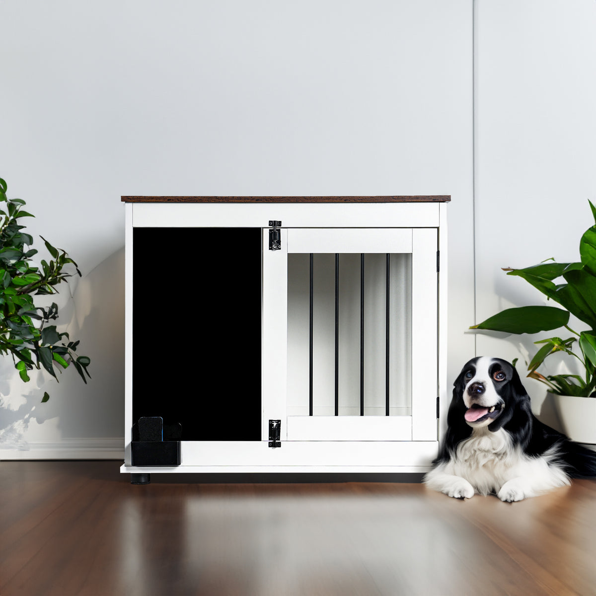 Doodle dog cage,kennel with 2 doors, dog crate interior furniture, heavy duty wooden dog cage for medium and small dogs, white - V.I.P Digital Presence