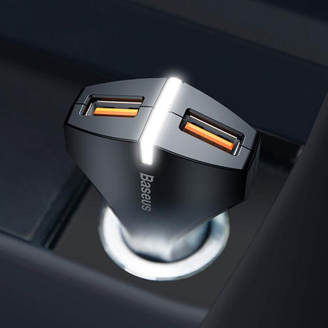 Baseus  Charge 3.0 Car Charger 5V3A Dual USB Port QC3.0 Quick Charger Mobile Phone Fast Charging Charger 2 USB Car-Charger - V.I.P Digital Presence