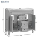 36'' Bathroom Vanity with Top Sink, Modern Bathroom Storage Cabinet with 2 Soft Closing Doors and 2 Drawers, Single Sink Bathroo - V.I.P Digital Presence