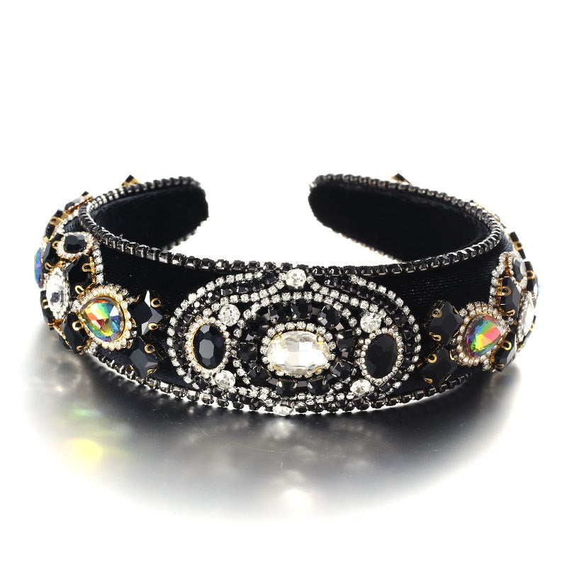 Baroque retro inlaid colored rhinestone sponge new fashionable hair band - V.I.P Digital Presence