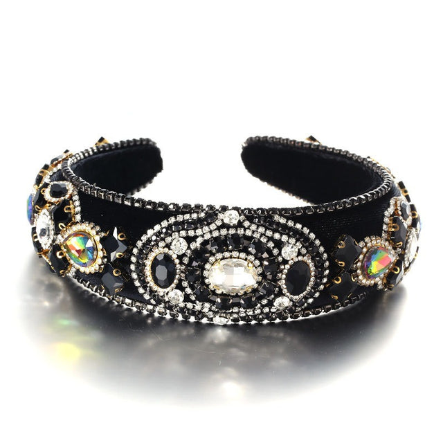 Baroque retro inlaid colored rhinestone sponge new fashionable hair band - V.I.P Digital Presence