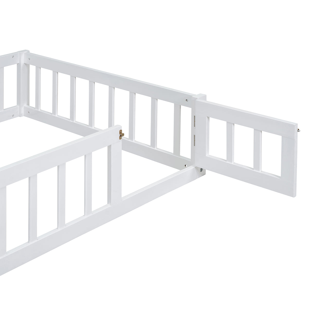 Wooden Twin Size Children's Bed with Detachable Headboard and Integrated Clothes Drying Rack, White - V.I.P Digital Presence