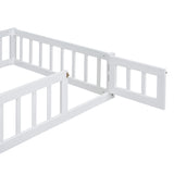 Wooden Twin Size Children's Bed with Detachable Headboard and Integrated Clothes Drying Rack, White - V.I.P Digital Presence