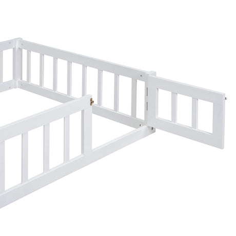 Wooden Twin Size Children's Bed with Detachable Headboard and Integrated Clothes Drying Rack, White - V.I.P Digital Presence