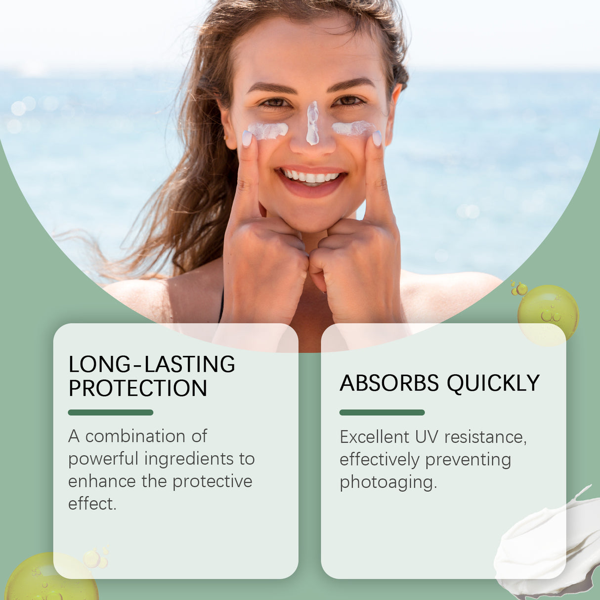 Protective Cream Resist Uv Rays In Summer, Fast Film Formation, Anti-Sweat, Refreshing And Non-Greasy Whitening Skin