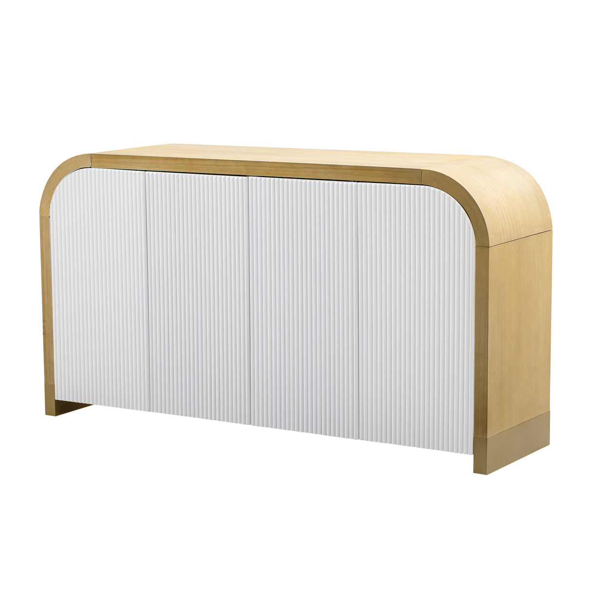 U-STYLE four door curved corner design wavy door panel cabinet with adjustable shelves - V.I.P Digital Presence