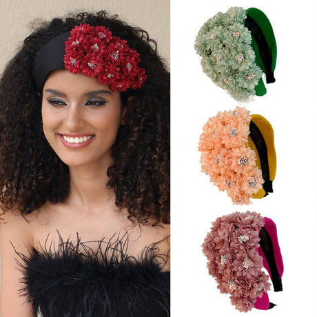 Flower series fashionable wide edge handmade fabric headband headband for women - V.I.P Digital Presence