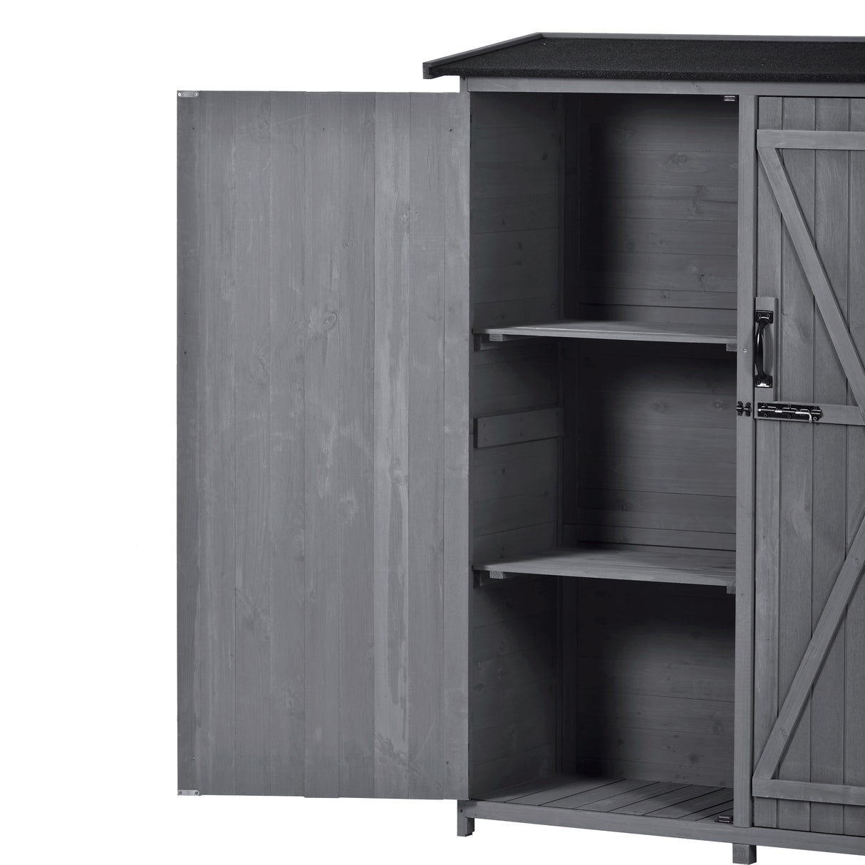Outdoor 5.3ft Hx4.6ft L Wood Storage Shed Tool Organizer,Garden Shed, Storage Cabinet with Waterproof Asphalt Roof Gray - V.I.P Digital Presence