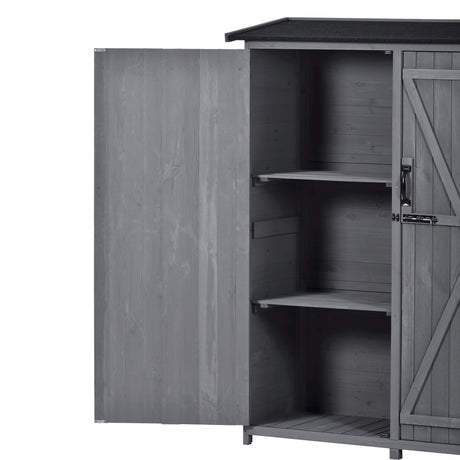 Outdoor 5.3ft Hx4.6ft L Wood Storage Shed Tool Organizer,Garden Shed, Storage Cabinet with Waterproof Asphalt Roof Gray - V.I.P Digital Presence