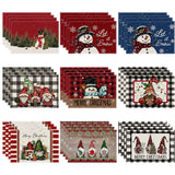 Christmas Snowman Linen Meal Mat Snowflake Grid Printed Table Mat Christmas Party Decoration Insulation Mat Holiday Decoration - V.I.P Digital Presence