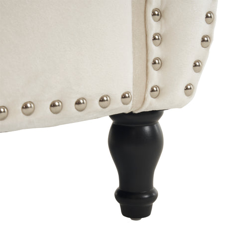 Velvet Multifunctional Storage Rectangular ottoman bench with 1 Pillow, Beige - V.I.P Digital Presence