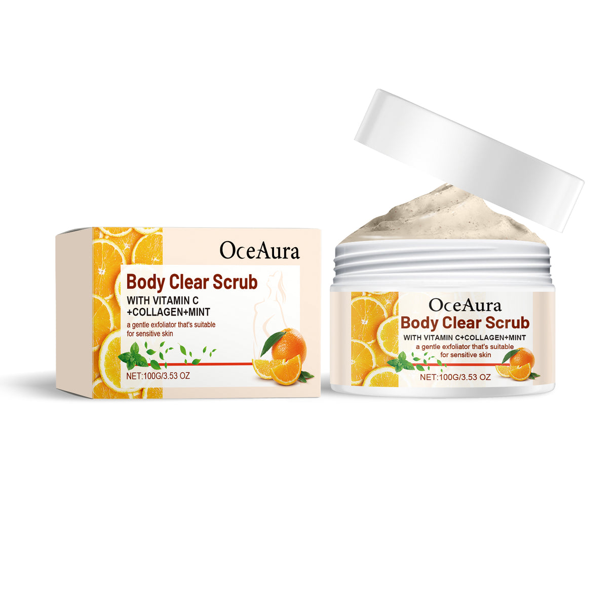 Orange Body Scrub, Fresh Orange Vc Exfoliating Cleanse, Nourish And Lubricate Body Skin ScrubOceaura Orange Body Scrub, Fresh Orange Vc Exfoliating Cleanse, Nourish And Lubricate Body Skin Scrub