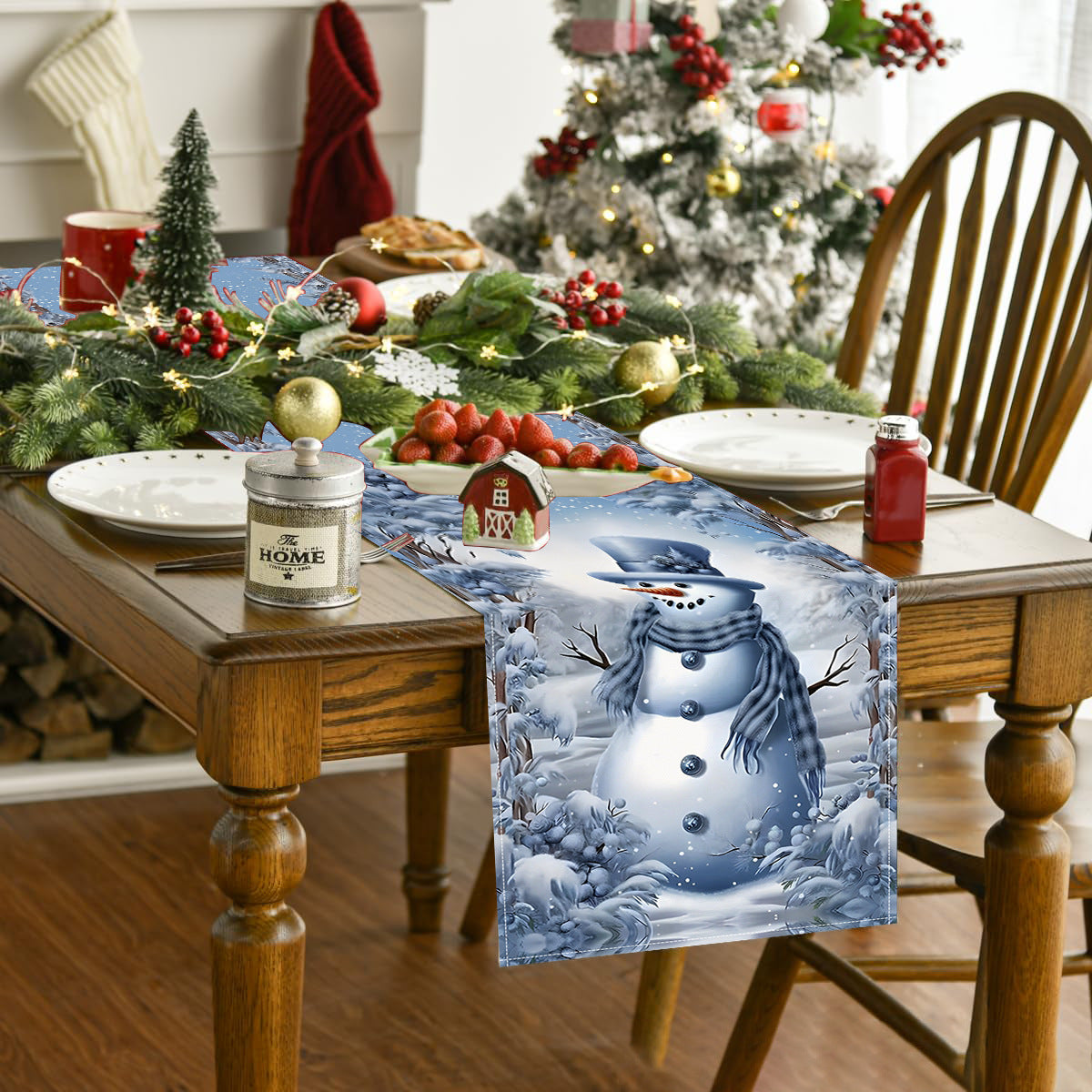 Christmas Snowman Table Flag Festival Restaurant Tablecloth Mat Tablecloth Home Kitchen Table Decoration Tea Flag - V.I.P Digital Presence