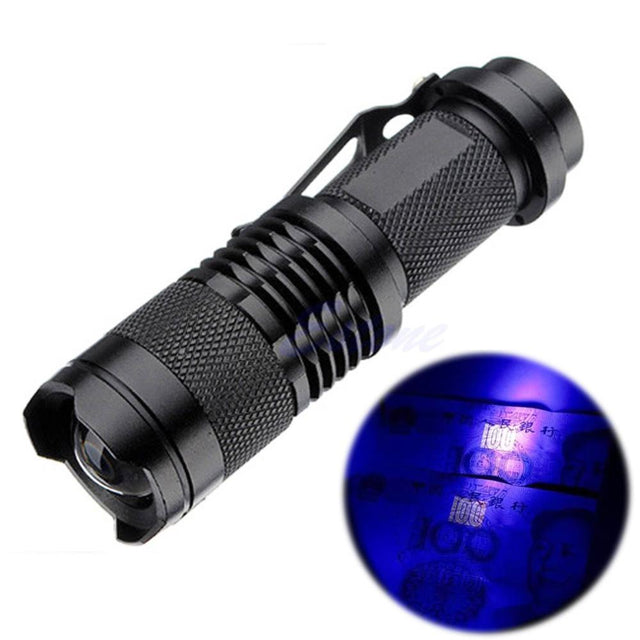 Zoomable LED UV Flashlight SK68 Violet Light 1200LM Adjustable Focus 3 Modes  Lamp Used By AA Or 14500 Battery(365nm) - V.I.P Digital Presence