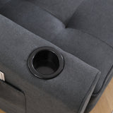 Three in one soft cushion cushion cushion sofa, folding mattress sofa bed, with side pockets and cup holder, dark gray - V.I.P Digital Presence