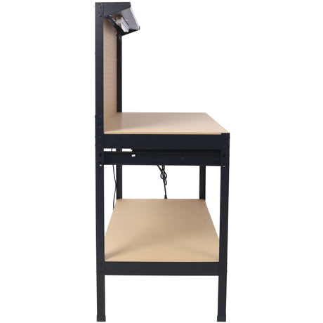 Steel Workbench Tool Storage Work Bench Workshop Tools Table W/Drawer and Peg Board ,4xAC outlets 2xUSB Ports - V.I.P Digital Presence
