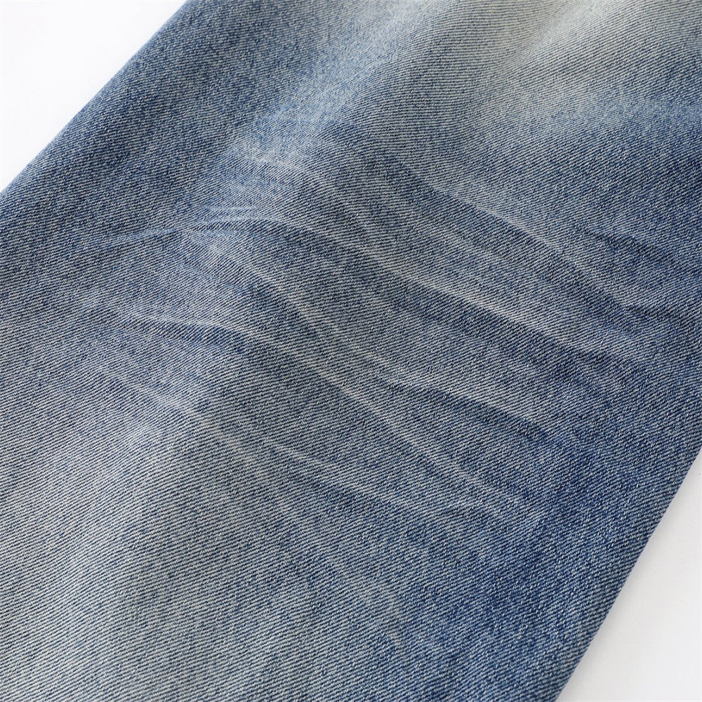 Washed Faded Denim Long Pants Clean Fit Punk Loose Wide Leg Dad Trousers Men's Distressed Ripped Straight Leg Jeans - V.I.P Digital Presence