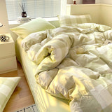 Cotton Dyed Washed Cotton Bedding Set Pure Cotton A Class Flat Sheet Quilt Cover Fitted Sheet Quilt Cover Three-Piece Set Striped