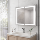 36 x 30 inch Medicine Cabinet with LED Vanity Mirror Anti-Fog  Recessed or Surface Mount Waterproof DimmableAluminum 3000K~6000K Lighted Double Door Bathroom Cabinet with Touch Switch - V.I.P Digital Presence