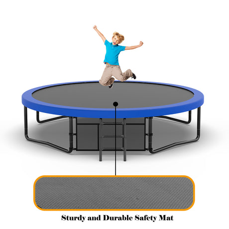 12FT Recreational Kids Trampoline with Safety Enclosure Net & Ladder, Outdoor Recreational Trampolines - V.I.P Digital Presence