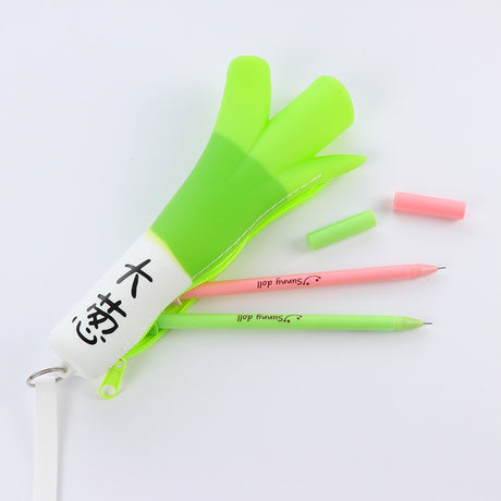 Creative Green Onion Banana Pencil Bag Silicone Pencil Case Student Stationery Storage Coin Purse - V.I.P Digital Presence