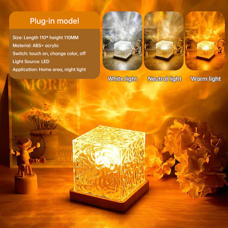 3/16 Colors Dynamic Rotating Water Ripple Projector Night Light Flame Crystal Lamp for Living Room Study Bedroom Bedside Decor - V.I.P Digital Presence