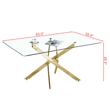 Rectangular Tempered Glass Dining Table, Modern Dining Room Interior Design, For 6 People - V.I.P Digital Presence