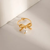Stainless Steel Pearl Bow Ring - V.I.P Digital Presence