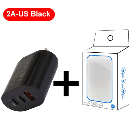 Type-C mobile phone charger 2A USB+2PD multi port US and European travel charging head - V.I.P Digital Presence