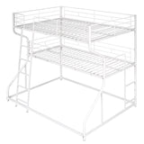 Full XL over Twin XL over Queen Size Triple Bunk Bed with Long and Short Ladder White