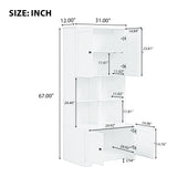 Bathroom storage cabinet, 4-door independent cabinet, adjustable shelf, open multi-layer shelf, white - V.I.P Digital Presence