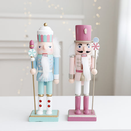 Walnut solid wood soldier puppet ornament Christmas decoration 26CM macaron color creative ornament - V.I.P Digital Presence