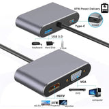 USB C Hub 4 in 1 Type C 3.0 Adapter to 4K HDMI VGA PD Fast Charge Splitter Docking Station Hub for Phone MacBook Laptop Computer - V.I.P Digital Presence