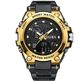 Men's dual display waterproof electronic watch, outdoor sports timing multifunctional quartz electronic watch, shock resistant student watch - V.I.P Digital Presence
