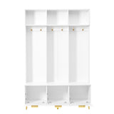 Large storage hall tree with bench, multifunctional storage platform, luxury clothes hanger equipped with 6 gold hooks - V.I.P Digital Presence